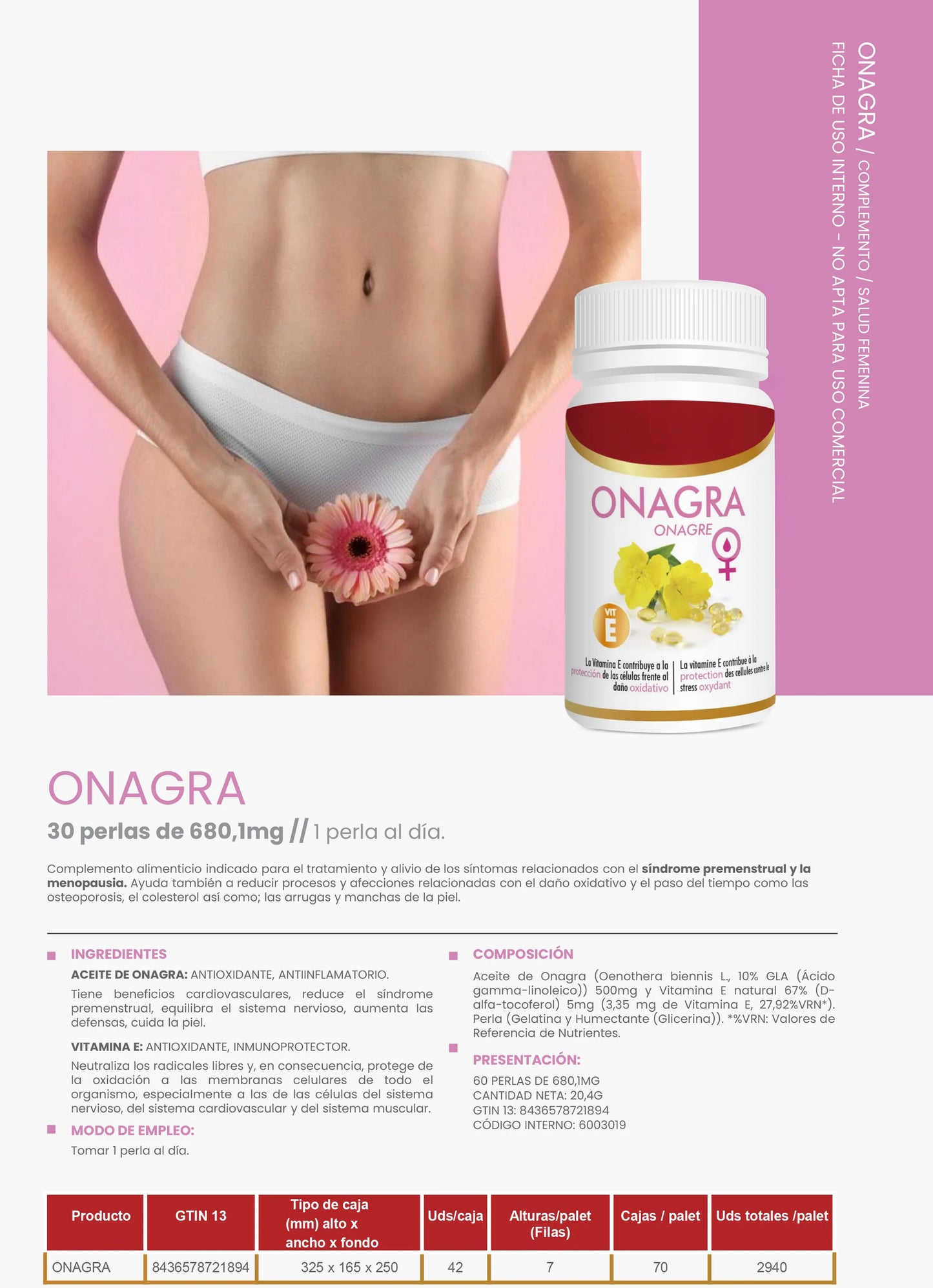 Onagra con Vitamina E – Bienestar Femenino Natural